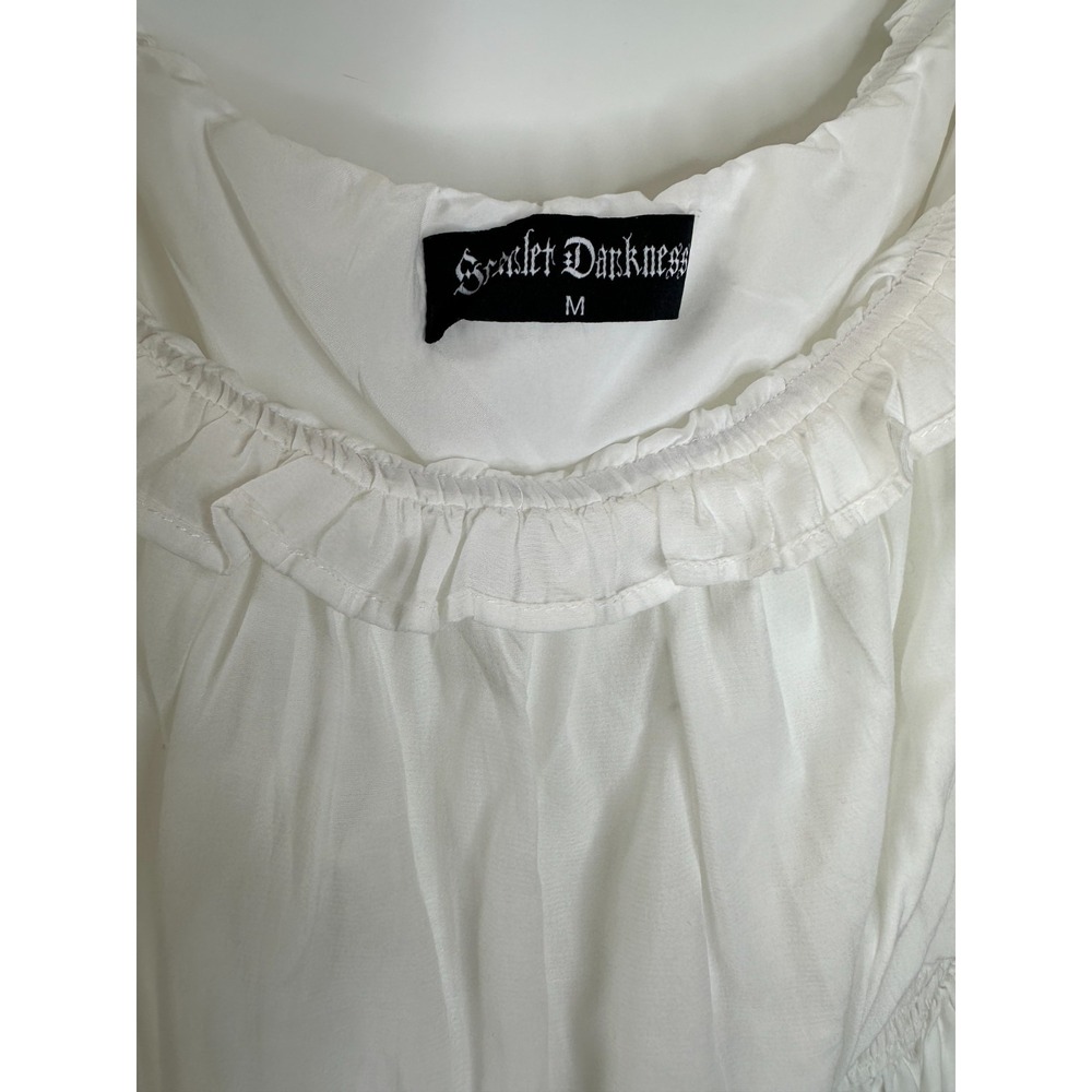 Scarlet Darkness Renaissance Pirate Pleated Shirt White Peplum Top M Medieval - Picture 6 of 10